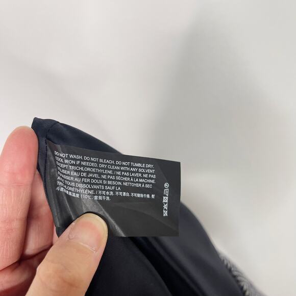 Theory Size 8 Navy Blue White Kerash Chevron Tweed Mini Skirt Linen Cotton Wool - Picture 6 of 7